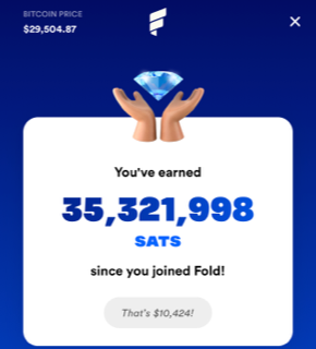 earned 35 million satoshis from using Fold card